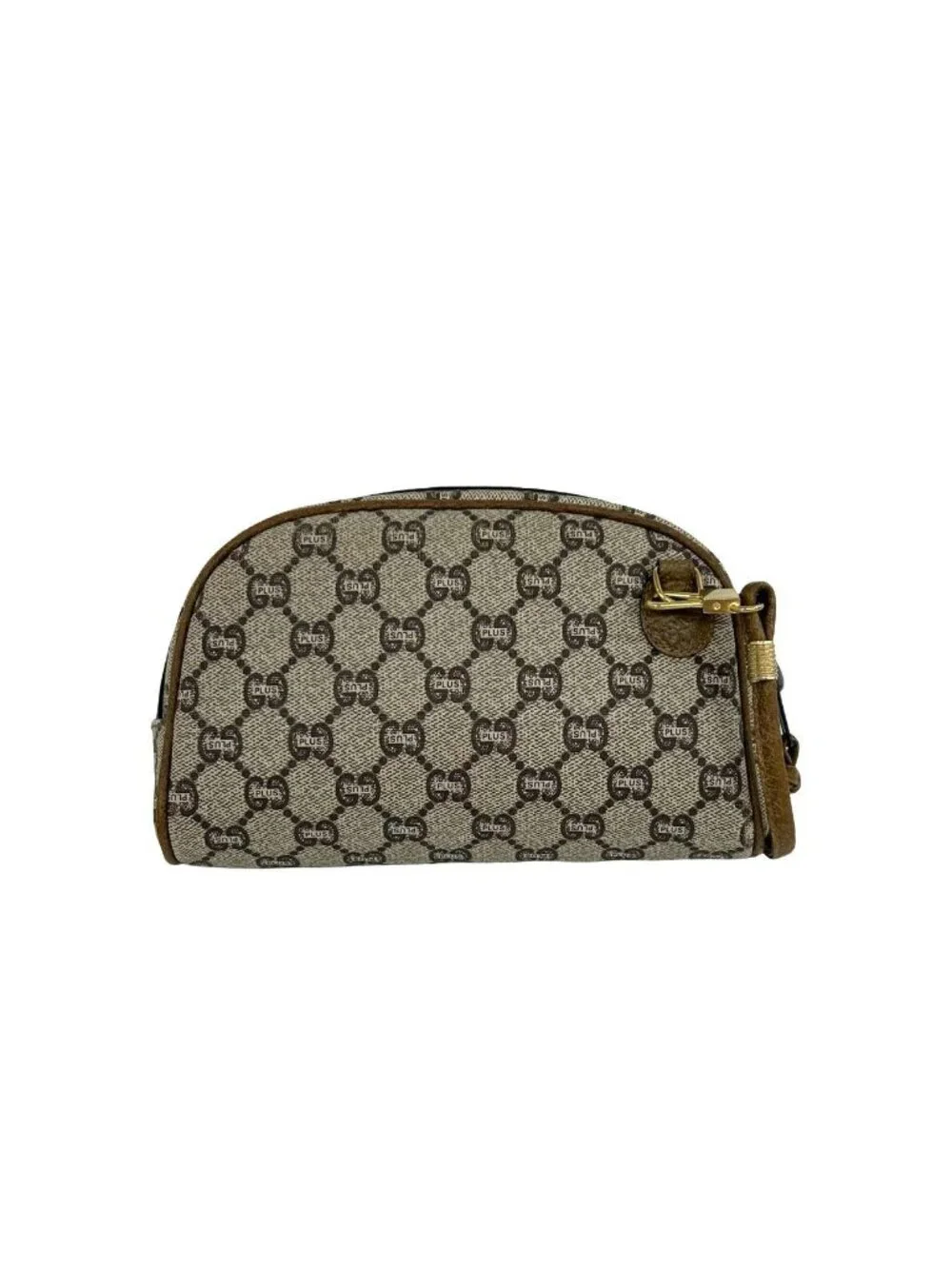 Gucci Vintage Plus Logo Pattern Leather Mini Shoulder Bag Pochette Brown